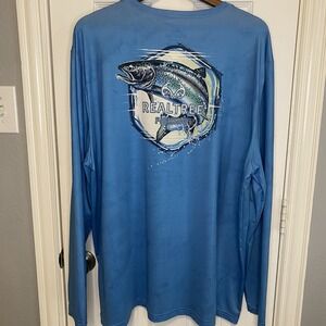 Realtree‎ T-Shirt Shirt Fishing Outdoor Long Sleeve Blue Men's XXL